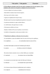 Voix active et passive - Exercices - Grammaire : Primaire 5 - PDF à imprimer