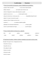 Dérivation - Exercices - Vocabulaire : Primaire 5 - PDF à imprimer