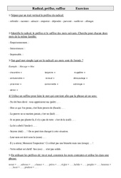 Radical, préfixe, suffixe - Exercices - Vocabulaire : Primaire 5 - PDF à imprimer