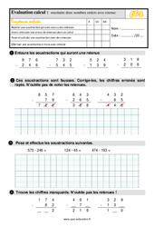 Soustraire deux nombres avec retenue - Technique 2 - Examen Evaluation : Primaire 3 - PDF à imprimer