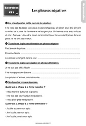 Les phrases négatives - Exercices, révisions : Primaire 2 - PDF à imprimer