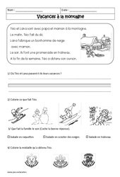 Vacances à la montagne - Récit - Lecture : Primaire 1 - PDF à imprimer