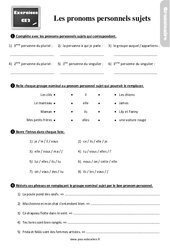 Les pronoms personnels sujets - Exercices, révisions : Primaire 3 - PDF à imprimer