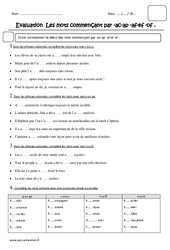 Noms en ac, ap, af, ef, of - Examen Evaluation : Primaire 5 - PDF à imprimer