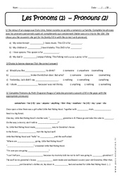Pronouns - Exercices sur les pronoms indéfinis en anglais : Secondaire 1 - PDF à imprimer