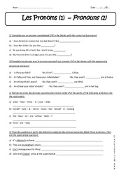 Pronoms réfléchis et possessifs - Exercices corrigés : Secondaire 1 - PDF à imprimer