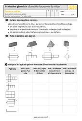 Identifier les patrons de solides - Évaluation, bilan : Primaire 4 - PDF à imprimer