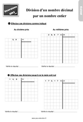 Division d’un nombre décimal par un entier - Exercices, révisions : Primaire 5 - PDF à imprimer