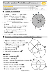 Vocabulaire relatif aux cercles - Évaluation, bilan : Primaire 5 - PDF à imprimer