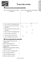 Tracer des cercles - Exercices, révisions : Primaire 5 - PDF à imprimer