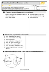 Tracer des cercles - Évaluation, bilan : Primaire 5 - PDF à imprimer