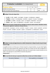 Champ lexical - Évaluation, bilan : Primaire 5 - PDF à imprimer