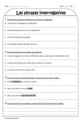 Types de phrases - Exercices sur les phrases interrogatives : Primaire 3 - PDF à imprimer