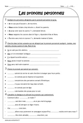 Pronoms personnels - Exercices : Primaire 3 - PDF à imprimer