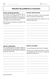 Equations - Résoudre des problèmes à 2 inconnues - Révisions brevet : Secondaire 3 - PDF à imprimer
