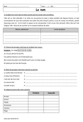 Noms communs - Noms propres - Exercices corrigés sur le nom : Primaire 6 - PDF à imprimer