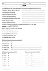 Masculin - Féminin - Exercices sur le nom : Primaire 6 - PDF à imprimer