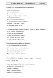 Forme affirmative - Forme négative - Exercices - Grammaire : Primaire 4 - PDF à imprimer