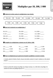 Multiplier par 10, 100, 1 000 - Exercices : Primaire 3 - PDF à imprimer