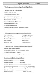 Adjectif qualificatif - Exercices : Primaire 4 - PDF à imprimer