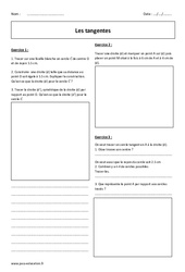Tangentes - Exercices corrigés : Secondaire 2 - PDF à imprimer