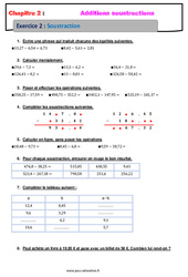 Soustraction des nombres décimaux - Révisions - Exercices avec correction : Primaire 6 - PDF à imprimer