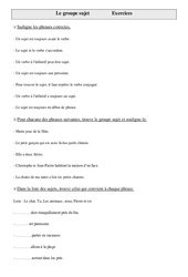 Groupe sujet - Exercices - Grammaire : Primaire 4 - PDF à imprimer