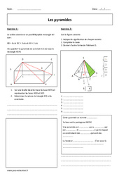 Pyramides - Exercices corrigés : Secondaire 2 - PDF à imprimer