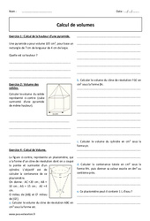 Volumes - Calcul - Exercices corrigés : Secondaire 2 - PDF à imprimer
