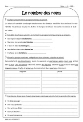Nombre singulier et pluriel - Exercices sur les noms : Primaire 3 - PDF à imprimer