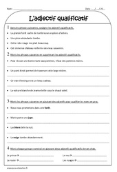 Adjectif qualificatif - Exercices avec correction : Primaire 3 - PDF à imprimer
