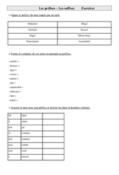 Préfixes - Suffixes - Exercices - Vocabulaire : Primaire 4 - PDF à imprimer