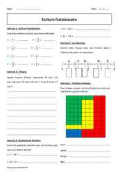 Ecriture fractionnaire - Exercices corrigés : Primaire 6 - PDF à imprimer