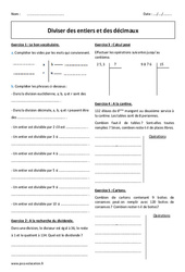 Diviser des entiers et des décimaux - Exercices corrigés : Primaire 6 - PDF à imprimer