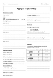 Appliquer un pourcentage - Exercices corrigés : Primaire 6 - PDF à imprimer