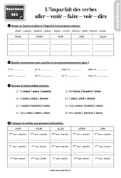 Imparfait des verbes aller - venir - faire - voir - dire - Révisions, exercices : Primaire 3 - PDF à imprimer