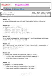 Vitesse - Débit - Examen Evaluation, bilan, contrôle avec la correction - Proportionnalité : Primaire 6 - PDF à imprimer