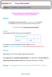 Grandeurs proportionnelles - Cours - Proportionnalité : Primaire 6 - PDF à imprimer