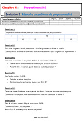 Résoudre un problème de proportionnalité - Examen Evaluation, bilan, contrôle avec la correction : Primaire 6 - PDF à imprimer