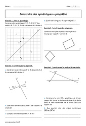 Construire des symétriques - Propriété - Exercices  : Primaire 6 - PDF à imprimer