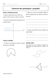 Symétrie axiale - Exercices - Construire des symétriques - Propriété : Primaire 6 - PDF à imprimer