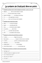 Etre et avoir au présent de l'indicatif - Exercices corrigés : Primaire 3 - PDF à imprimer