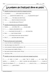 Indicatif présent - Etre et avoir - Exercices : Primaire 3 - PDF à imprimer