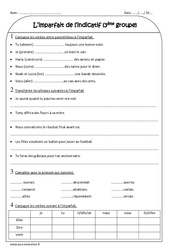 Verbes du groupe à l'imparfait - Exercices corrigés : Primaire 3 - PDF à imprimer
