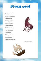 Plein ciel de Jules Supervielle - Poésie animaux - Fiches    : Primaire 3, 4, 5 - PDF à imprimer