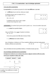 Soustraction sens et technique opératoire - Cours, Leçon - Calculs : Primaire 4, 5 - PDF à imprimer