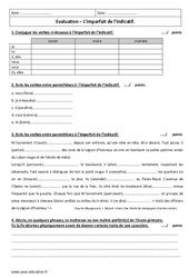 Imparfait - Examen Contrôle avec corrigé : Primaire 6 - PDF à imprimer