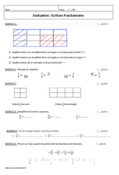 Ecriture Fractionnaire - Examen Contrôle avec le corrigé : Primaire 6 - PDF à imprimer