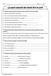 Passé composé des verbes être et avoir - Exercices corrigés : Primaire 3 - PDF à imprimer