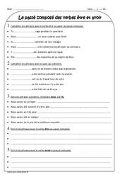 Verbes être et avoir au passé composé - Exercices : Primaire 3 - PDF à imprimer